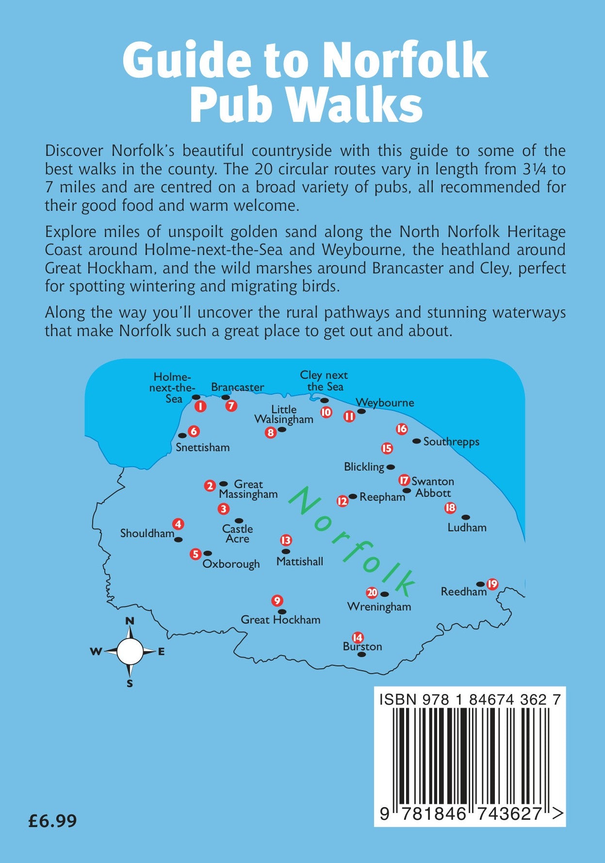 Guide to Norfolk Pub Walks: 20 Routes with Pub Recommendations area map of walks