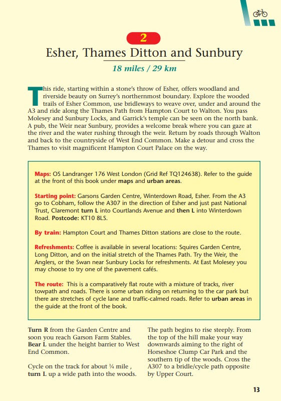 On Your Bike Surrey cycle rides sample page
