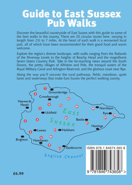 Guide to East Sussex Pub Walks area map and location of walks