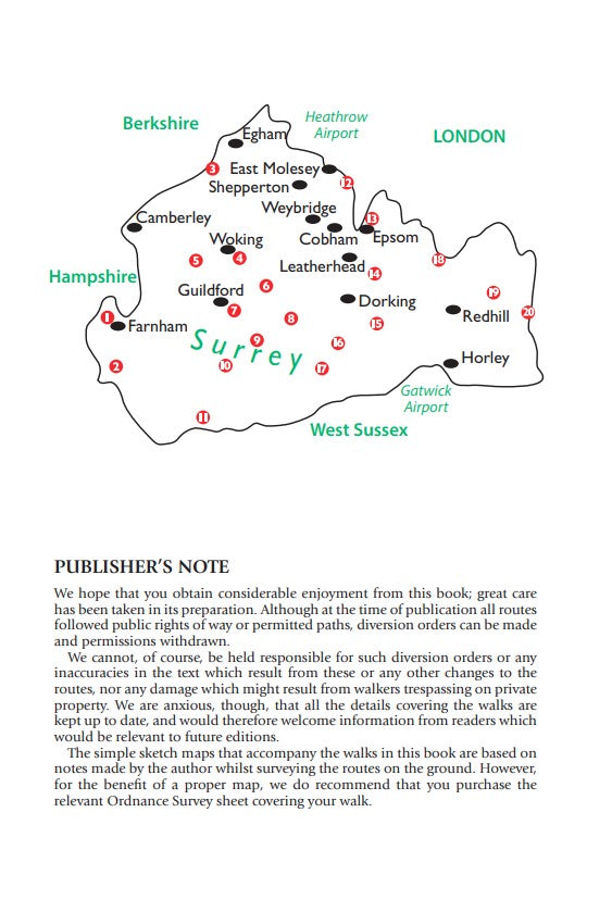 Surrey Pub Walks area map
