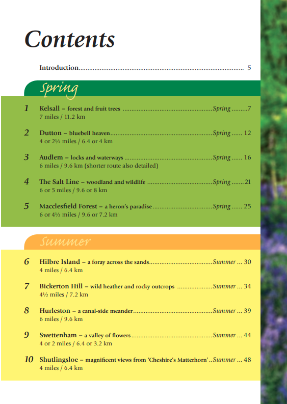 Cheshire Year Round Walks contents spring & summer circular walk