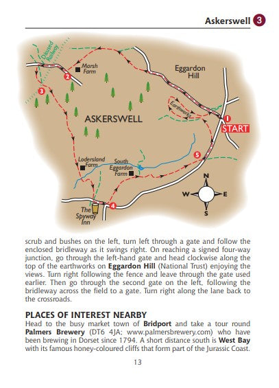 Guide to Dorset Pub Walks sample walk Askerswell map