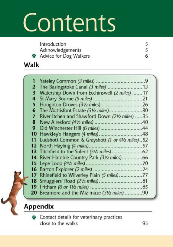 Hampshire & the New Forest A Dog Walker's Guide book contents