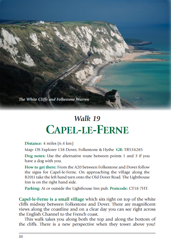 Kent Pub Walks Capel Le Ferne White Cliffs and Folkestone Warren walk