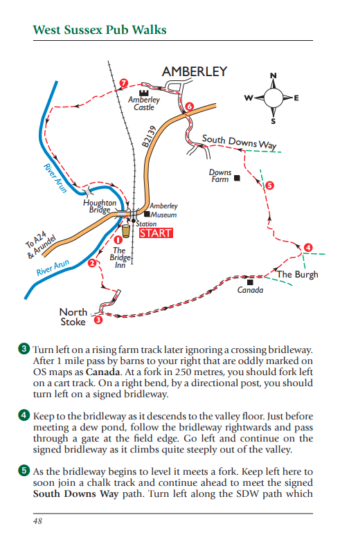 West Sussex Pub Walks Amberley walk map