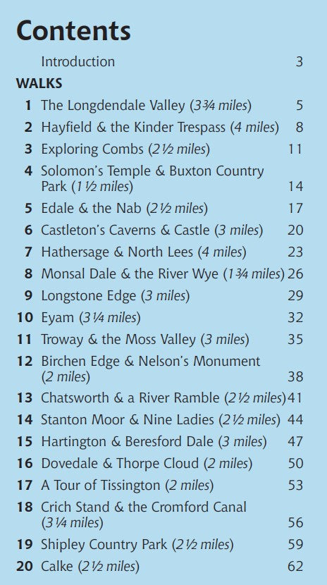 Short Walks in Derbyshire & the Peak District 20 circular walks for all the family contents list of walk locations