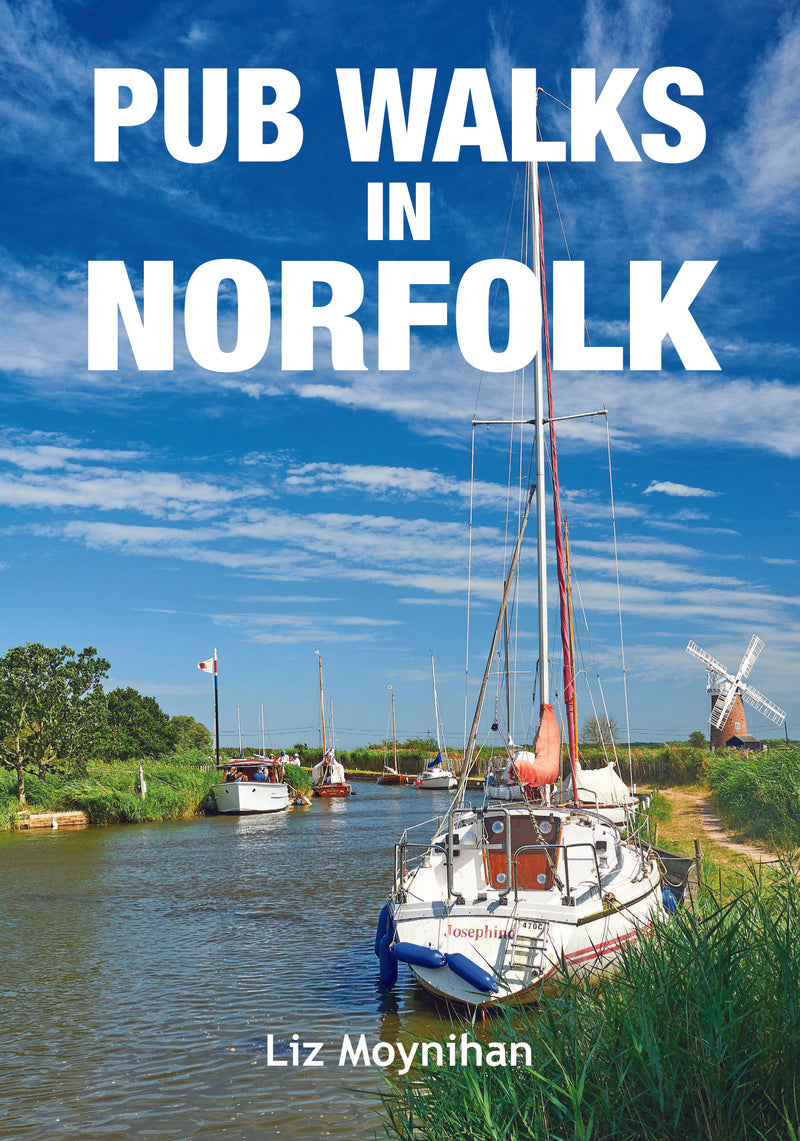 Pub Walks in Norfolk book cover. Walking guide to the best walks in the Norfolk countryside.