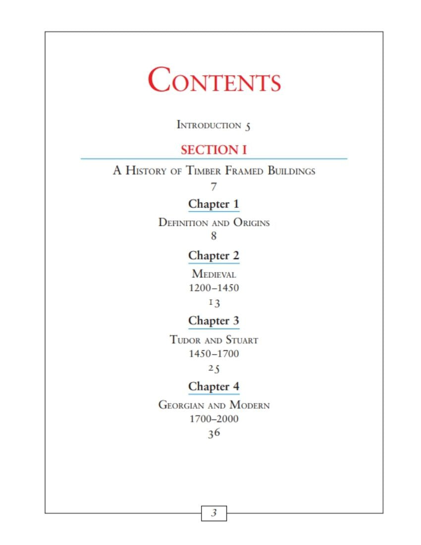 Timber Framed Buildings Explained book contents