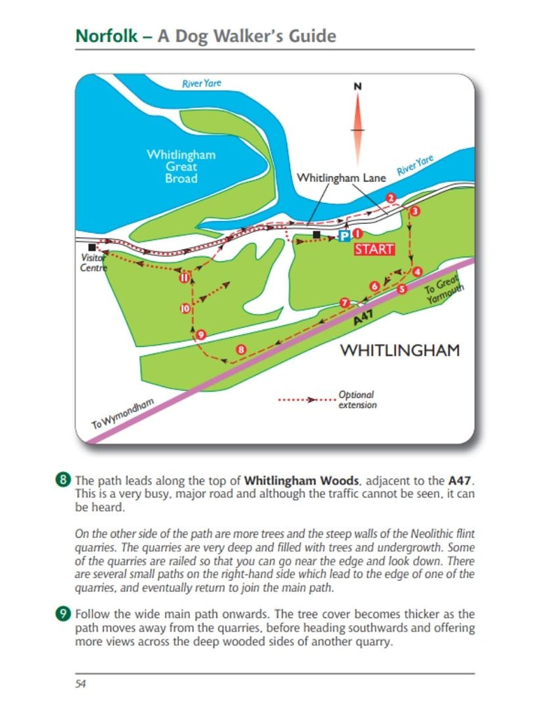 Norfolk A Dog Walker's Guide Whitlingham walk and map