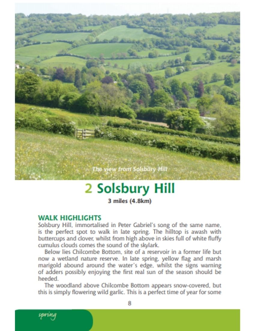 Bristol & Bath Year Round Walks book interior content spring walk Salsbury Hill