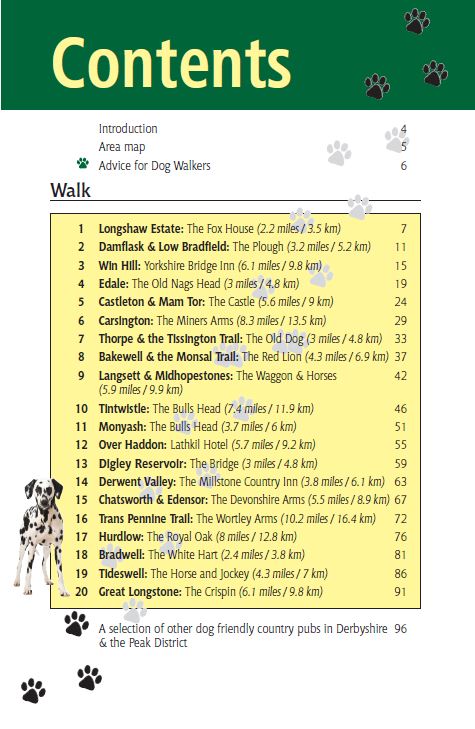 Derbyshire & the Peak District Dog Friendly Pub Walks contents list