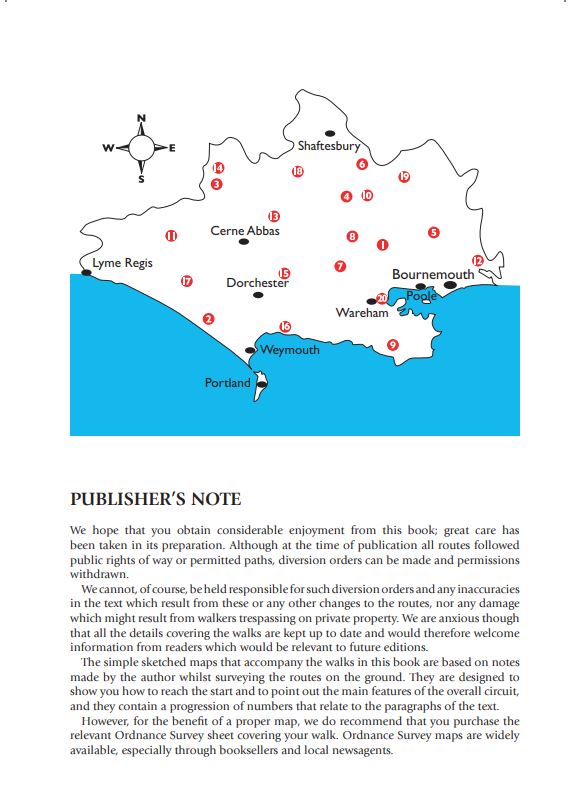 Dorset Year Round Walks area map. Countryside walks for all seasons.