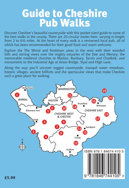 Guide to Cheshire Pub Walks area map and walk locations