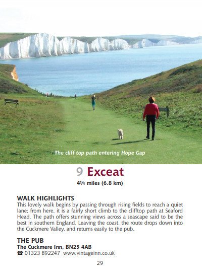 Guide to East Sussex Pub Walk Exceat Hope Gap Seaford Head
