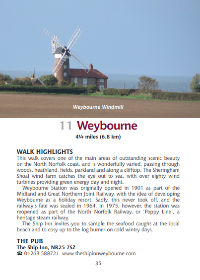 Guide to Norfolk Pub Walk Weybourne Windmill coast walk