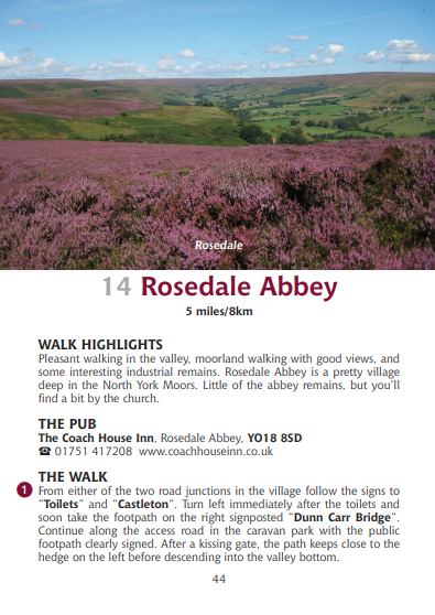 Guide to North Yorkshire Pub Walks Rosedale Abbey
