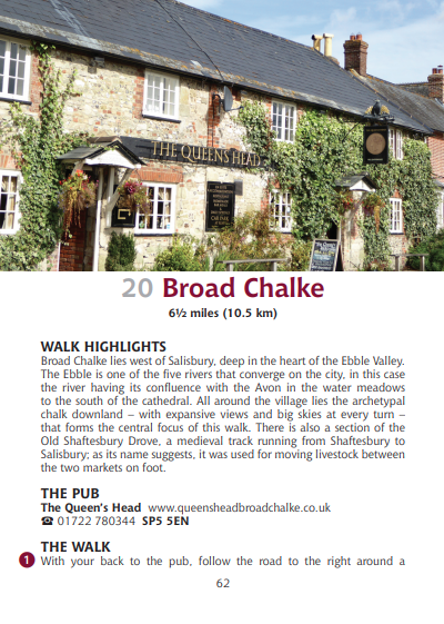 Guide to Wiltshire Pub Walks Broad Chalke The Queens Head
