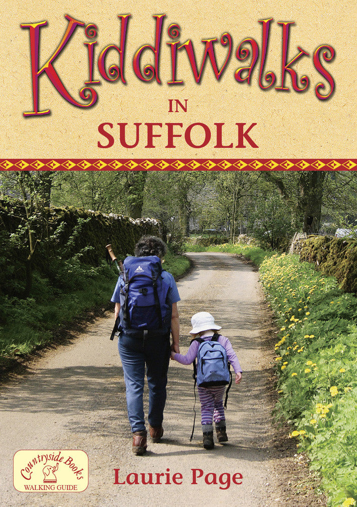 Kiddiwalks in Suffolk book cover. 20 family walks.
