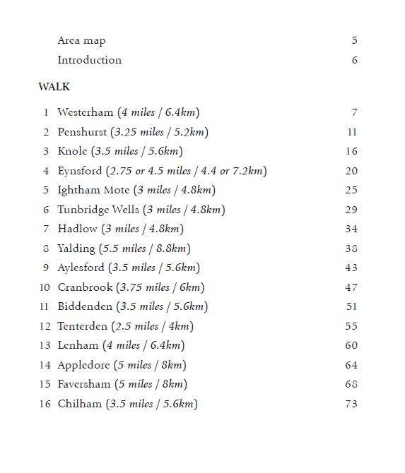 Kent Tea Room Walks contents page 1