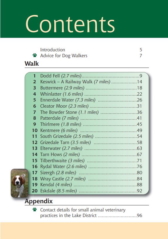 Lake District A Dog Walker's Guide book contents