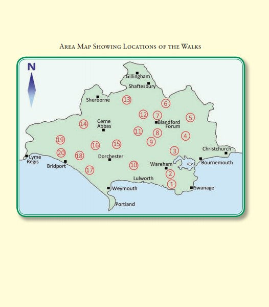 Pub Walks in Dorset 20 Circular Countryside and Coastal Walks area map