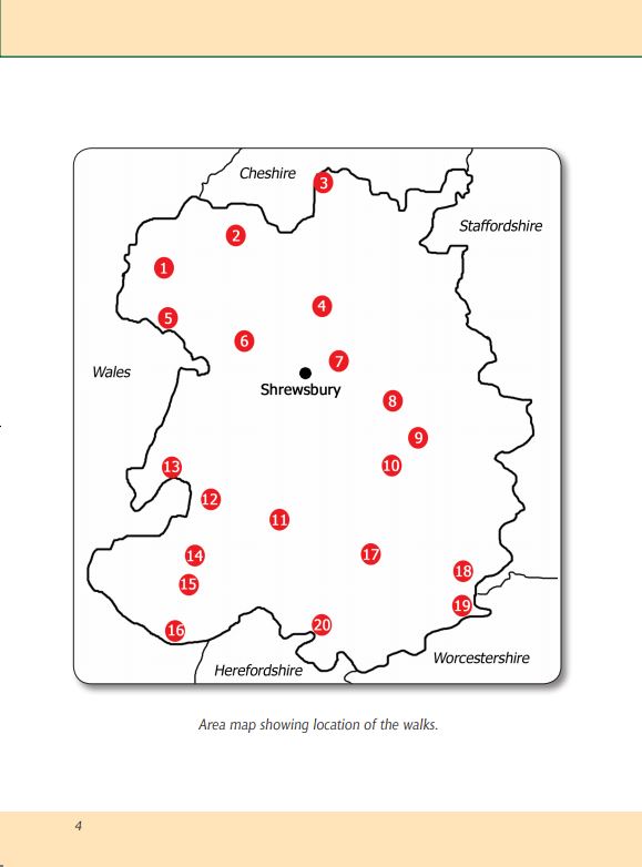 Shropshire A Dog Walker's Guide area map. Local dog walks.