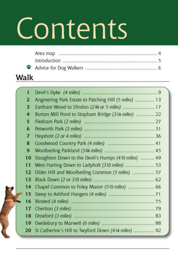 South Downs A Dog Walker's Guide book contents 