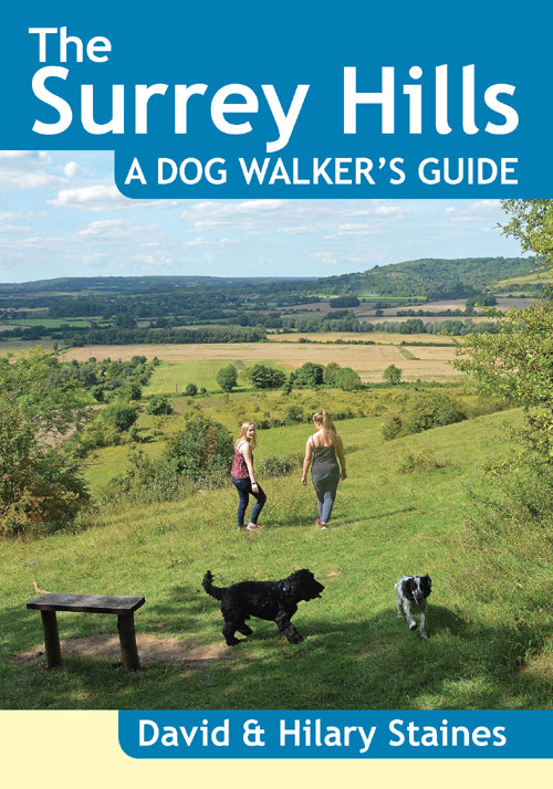 The Surrey Hills A Dog Walker's Guide book cover. Best dog walks. 