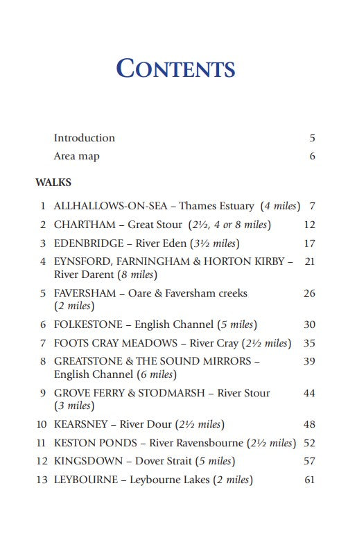 Waterside Walks in Kent contents page 1
